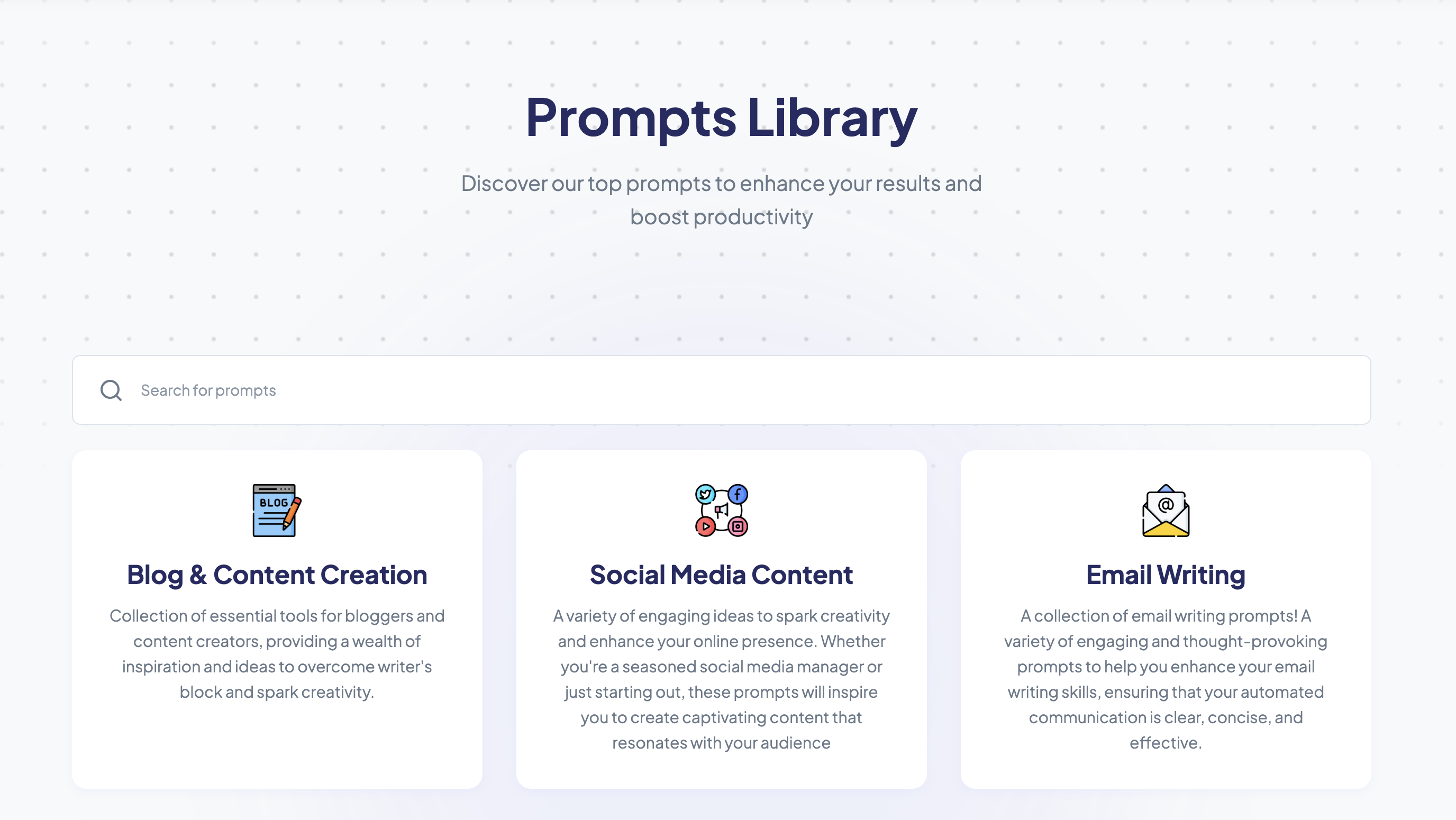 Prompts Library page on the 2slash website